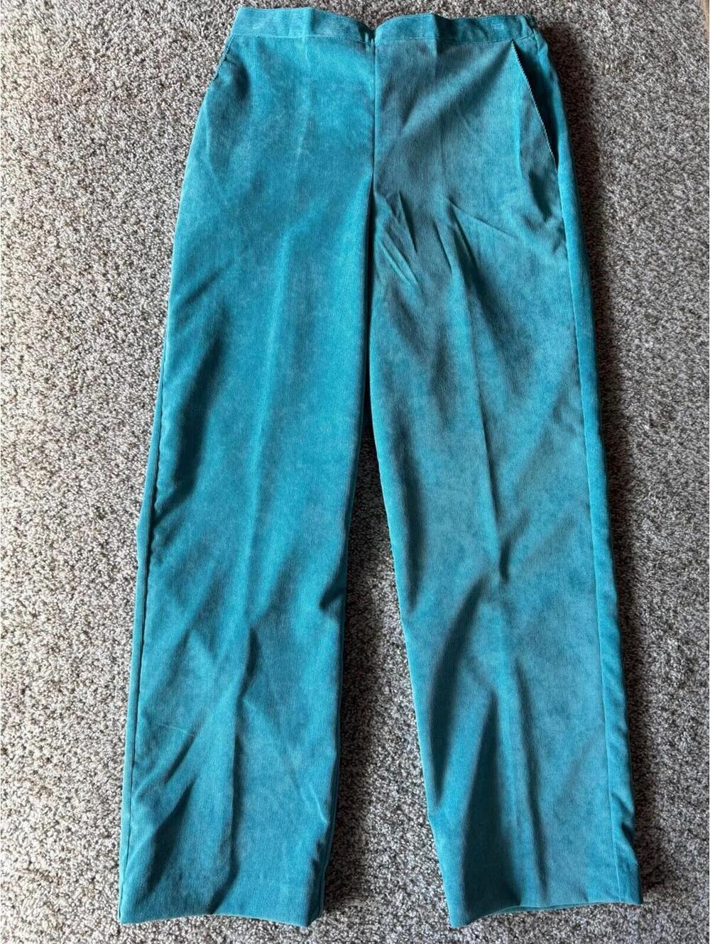 Alfred Dunner Womens 8P Petite Classic Denim Pull On StraightLeg Pants Aqua Blue